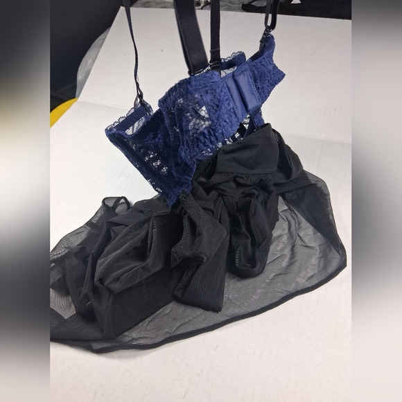 Adore Me Babydoll Lingerie Black And Blue Size 34DD NWT - Picture 7 of 10